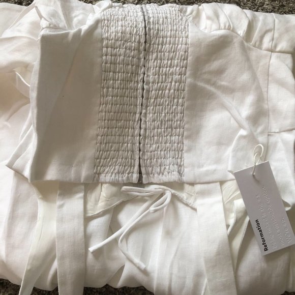 NEW BEST Reformation Balia Linen Midi Dress Sz4 White Linen Bow Sleeveless - Picture 7 of 13